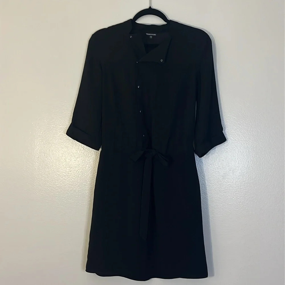 Warehouse UK | Black asymmetrical dress Women’s size UK 10 US 6 drawstring waist